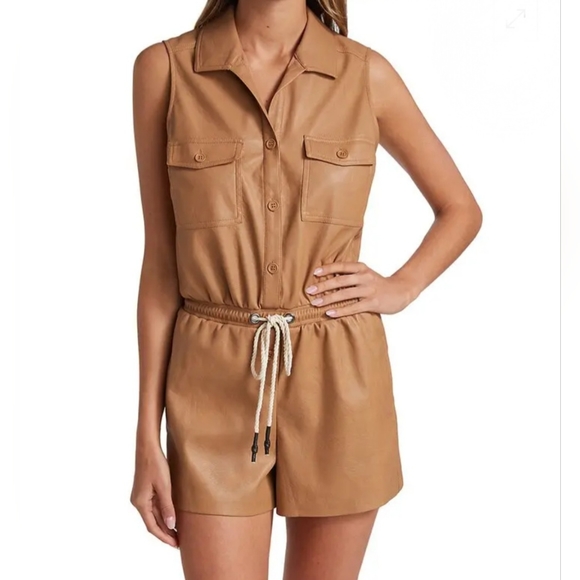 n.Philanthropy Stoke Faux Leather Romper in Camel Size XL NWT MSRP $198 - Picture 7 of 12